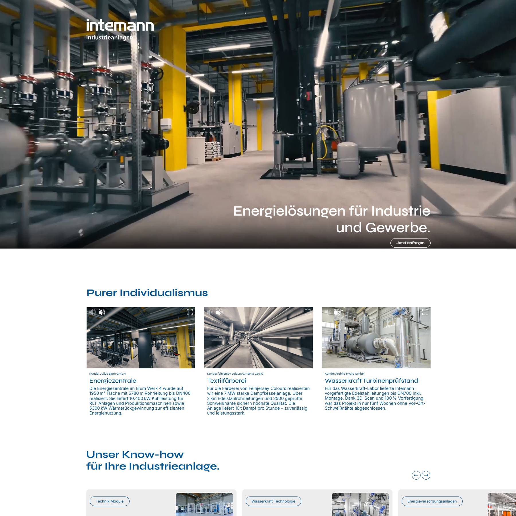 Titelbild von Intemann Industrieanlagen Webseiten-Projekt